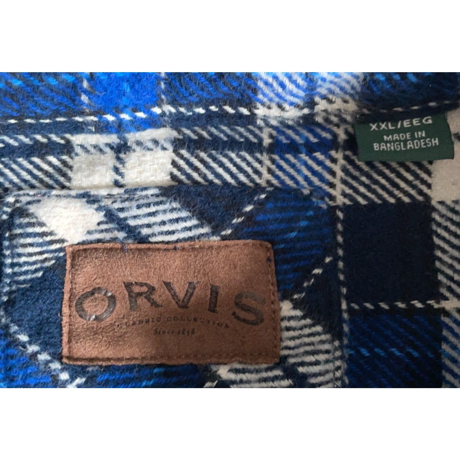 Orvis Orvis Shirt Jacket 2XL Heavyweight Flannel Blue Plaid Shacket Work Casual Long Sleeve Button-Up Pocket Mens Retro 90s Grunge Hipster Size US XXL / EU 58 / 5 - 3 Thumbnail