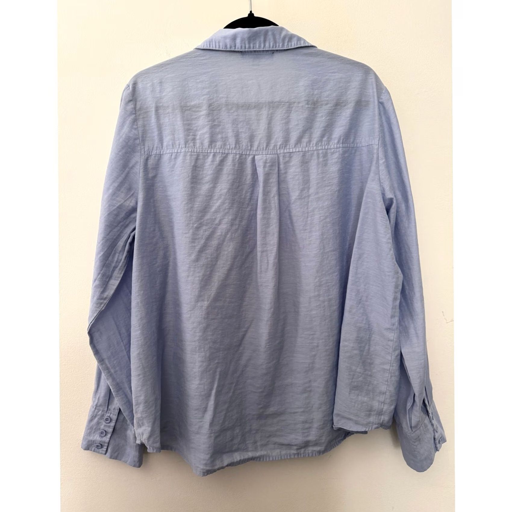 Lulus Lulus Blue Linen Blend Button-Up Shirt XL Womens Regular Button-Down Minimalist Classic Lightweight Preppy Size XL / US 12-14 / IT 48-50 - 2 Thumbnail