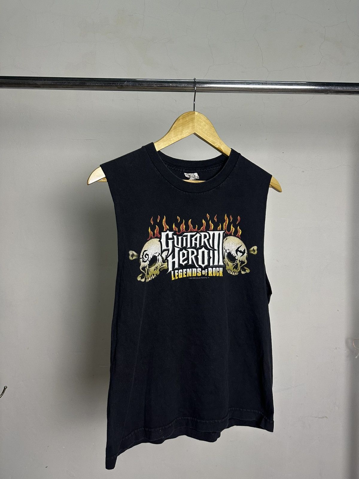 Band Tees × Playstation × Vintage 00’s Guitar Hero 3 Video Game Flame Skull Sleeveless Tshirt Size US M / EU 48-50 / 2 - 2 Thumbnail