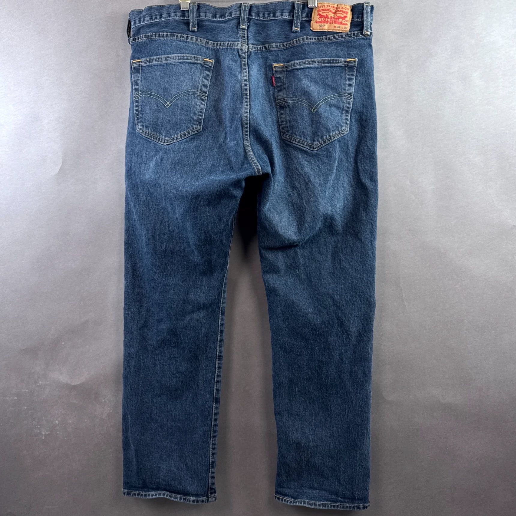 Levi's Levi's 501 Jeans Mens 38x30 Blue Button Fly Denim Pants Faded Dark Stretch Work Jeans Size US 38 / EU 54 - 3 Thumbnail