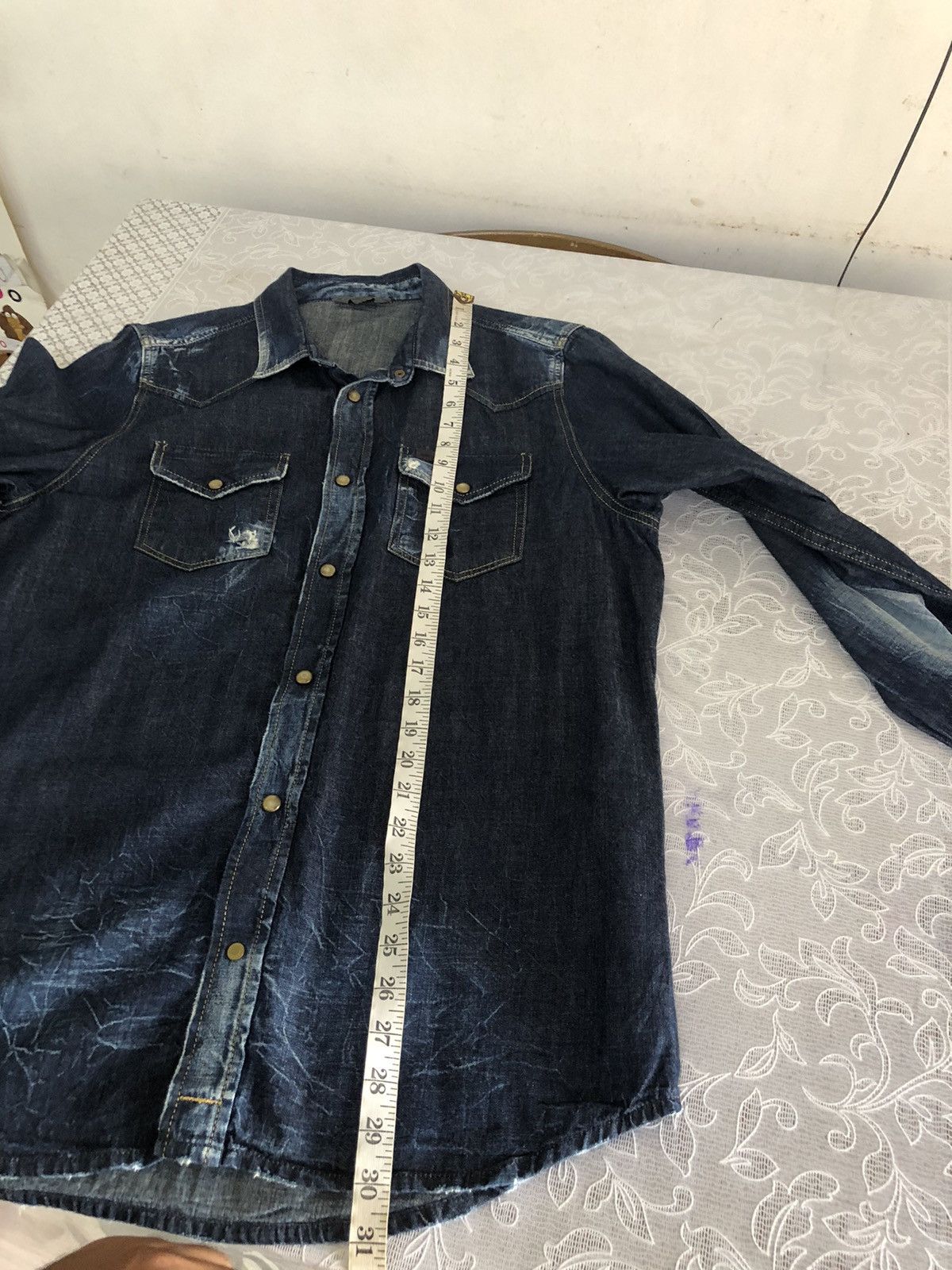 Diesel Rare🔥 Diesel Industries Distressed Punk Western Denim Shirt Size US XL / EU 56 / 4 - 23 Thumbnail