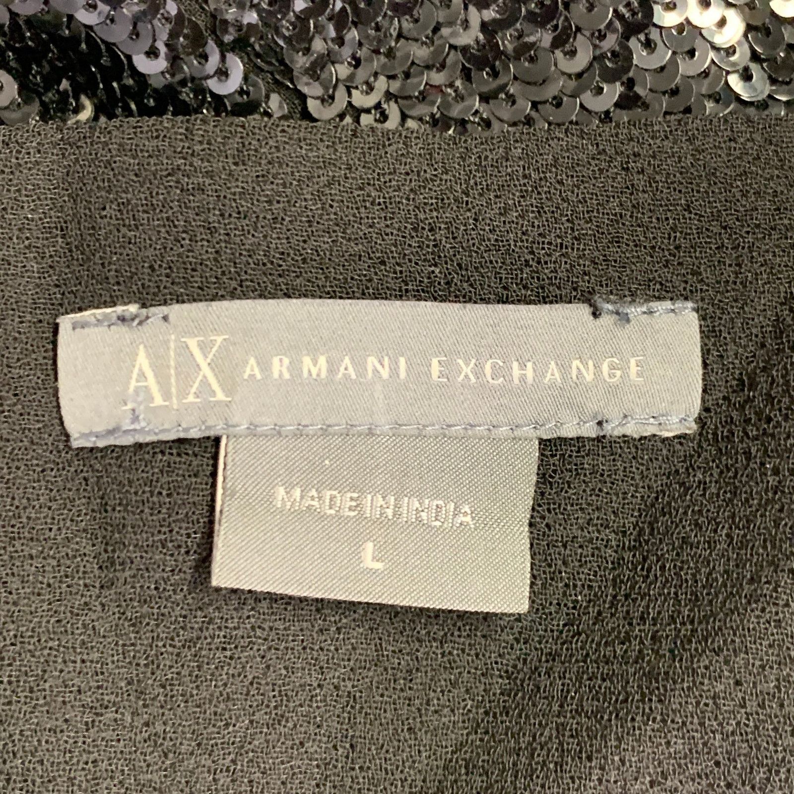 Armani Exchange ARMANI EXCHANGE L Black Silk Blend Sequined Hook Eye Vest Size L / US 10 / IT 46 - 4 Thumbnail
