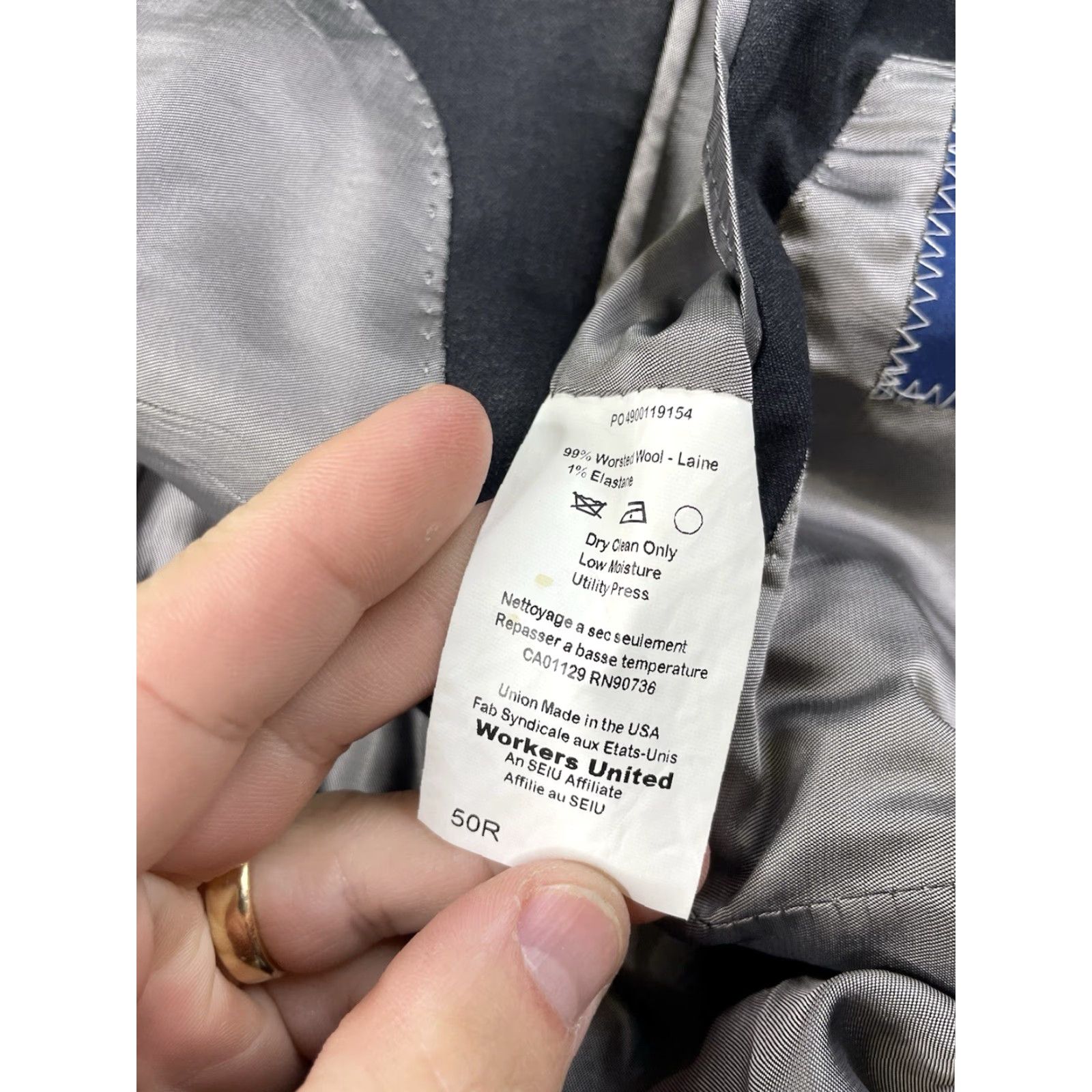 Hart Schaffner Marx Hart Schaffner Marx Blazer 50R New York Fit Sport Gray Wool Sport Coat Jacket Size 50R - 4 Thumbnail