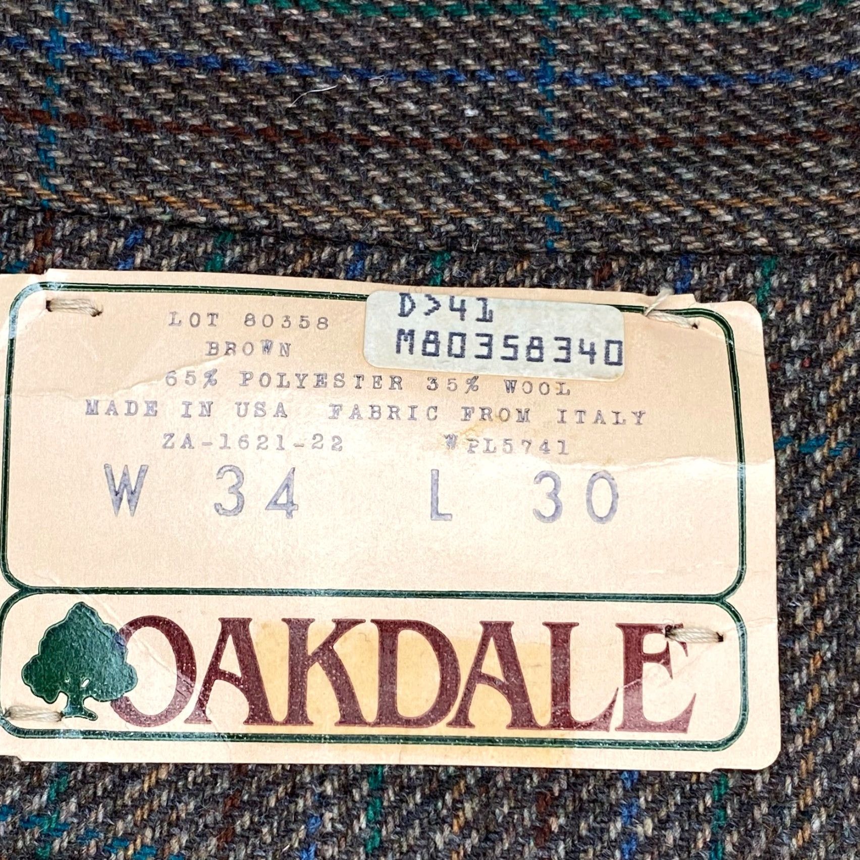 Vintage VINTAGE Oakdale Pants Mens 34x26 Brown Striped Pleated Front Wool Blend USA Dress Pants Size US 34 / EU 50 - 7 Thumbnail