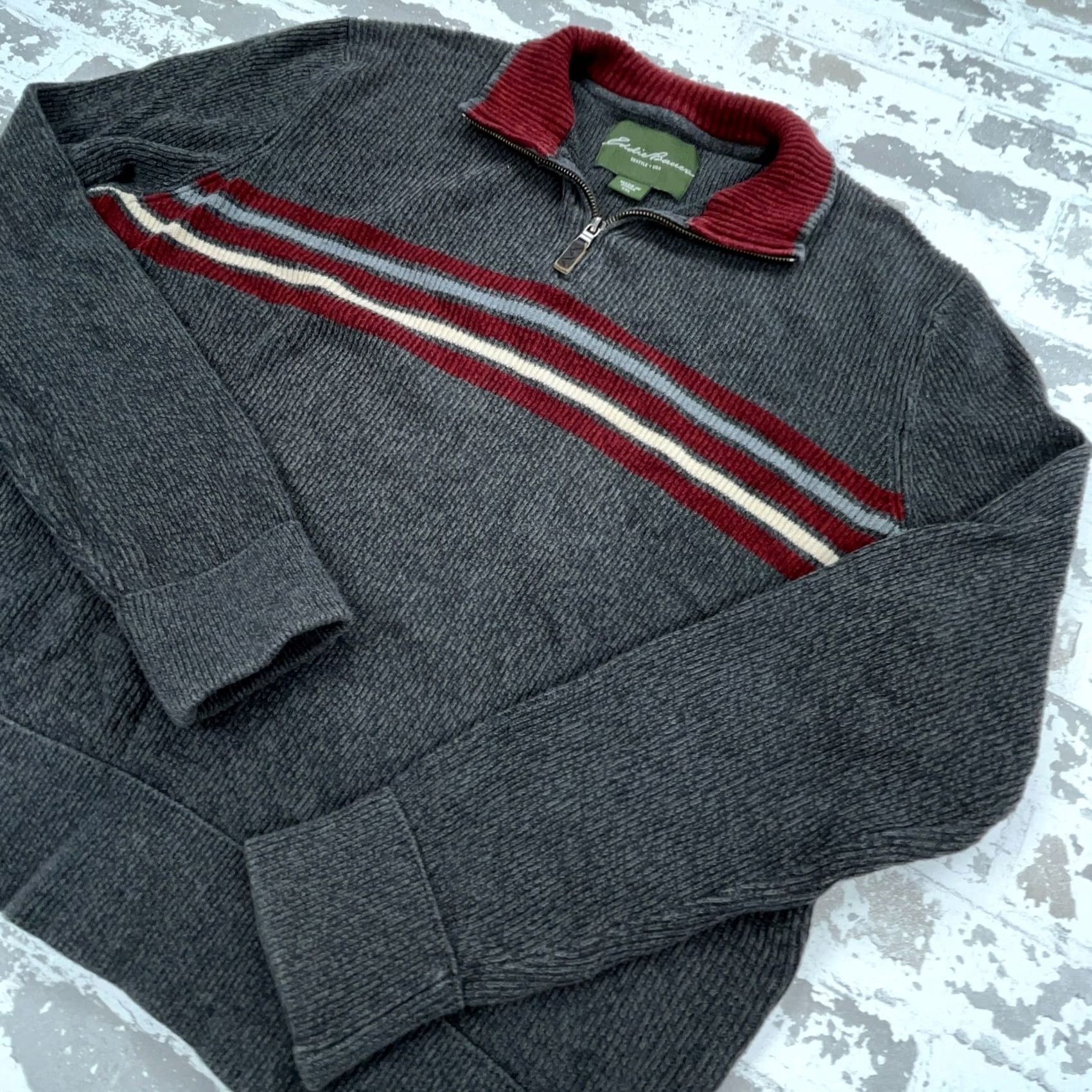 Eddie Bauer Eddie Bauer Sweater Mens XXL 2XL Gray Red Heavy Knit Pullover Quarter Zip Casual Adult Size US XXL / EU 58 / 5 - 3 Thumbnail