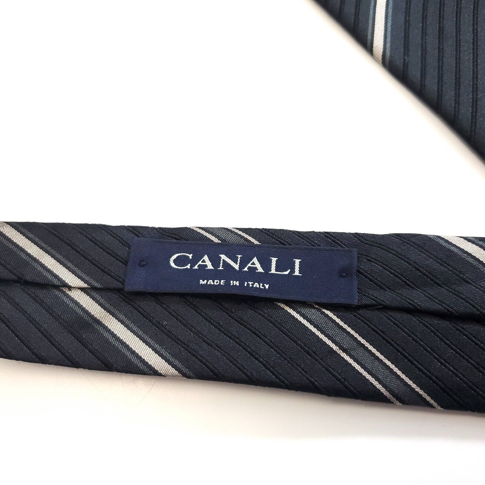 Canali Canali Gray Woven Striped Wide Silk Tie Size ONE SIZE - 4 Thumbnail