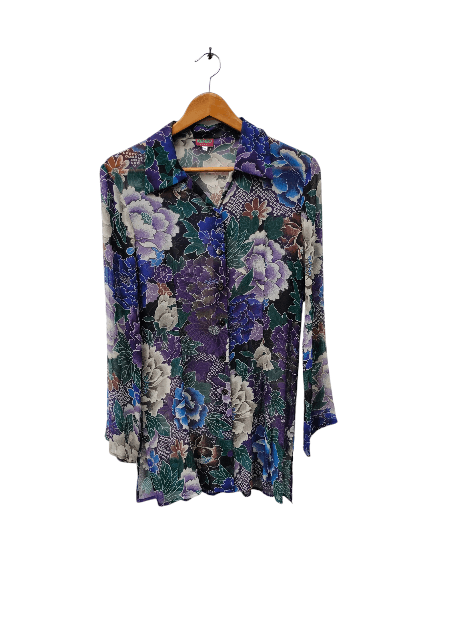 Kenzo × Vintage vintage KENZO PARIS floral silk button ups shirt Size M / US 6-8 / IT 42-44 - 1 Thumbnail
