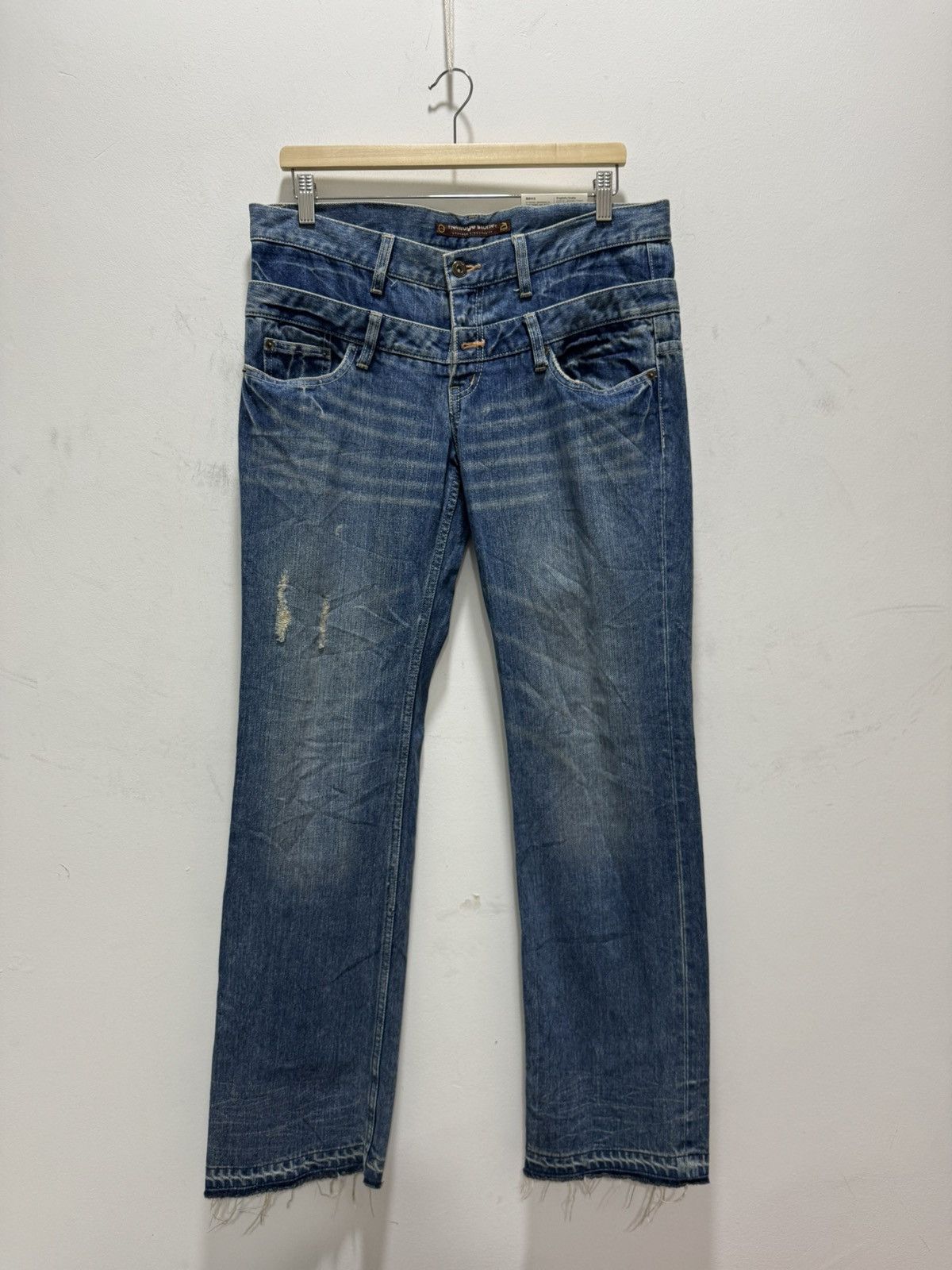Japanese Brand JAPANESE DESIGN DOUBLE WAIST DISTRESSED DENIM JEANS Size US 34 / EU 50 - 2 Thumbnail