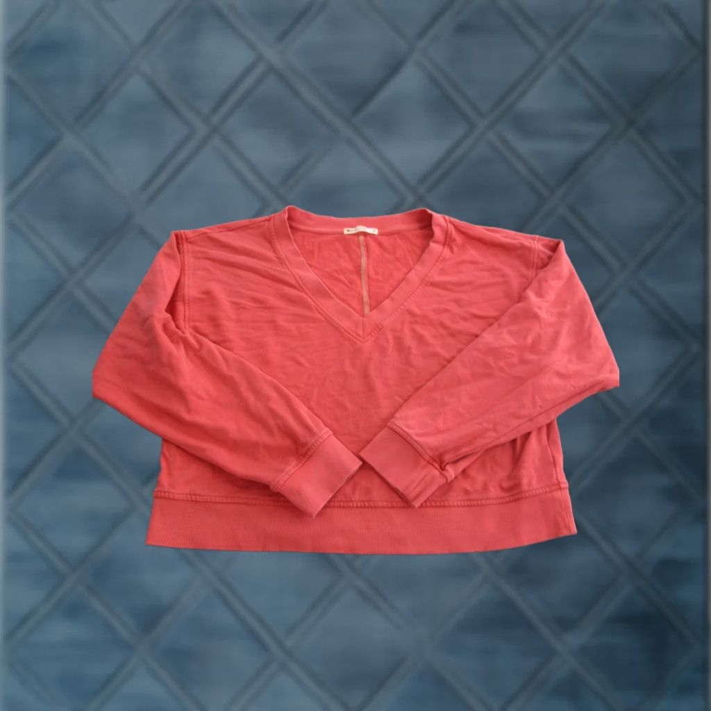 Marine Layer Marine Layer Sweatshirt Womens M Pink V-Neck Pullover Cropped Size M / US 6-8 / IT 42-44 - 1 Thumbnail