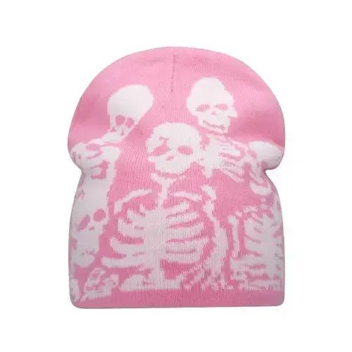 Other Pink streetwaer Beanies Print Skull Hat 2024 Size ONE SIZE - 2 Thumbnail