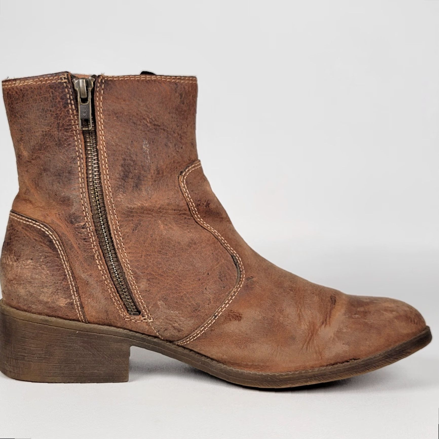 Sperry Sperry Top-Sider Boots Women's Burnished Leather Juniper Glyn Brown Zip 11 Bootie Casual Travel Workwear Size US 11 / IT 41 - 5 Thumbnail