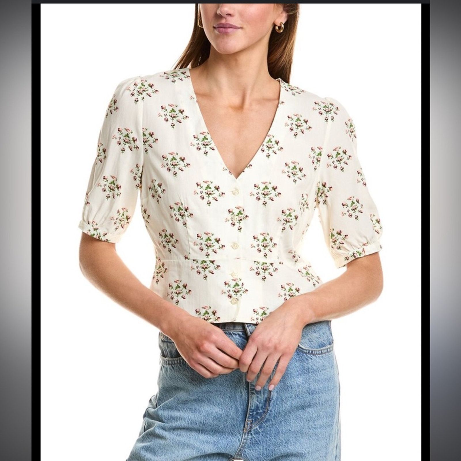KULE Kule Floral Button Cropped Blouse Size XS / US 0-2 / IT 36-38 - 1 Thumbnail