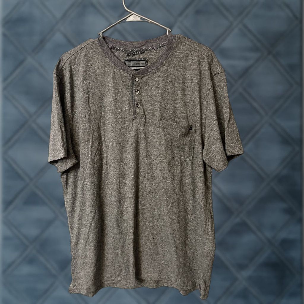 PD&C PD&C Men’s XL T-Shirt Henley Heather Gray Solid Short Sleeve Regular Fit Cotton Jersey Size US XL / EU 56 / 4 - 1 Thumbnail