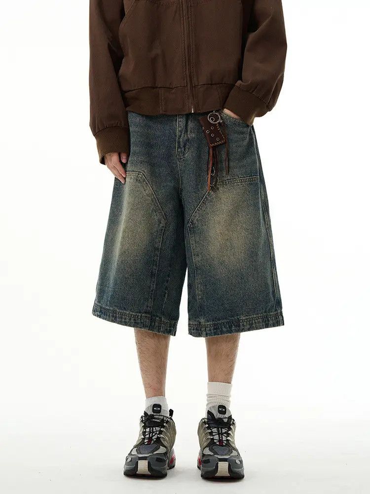 Japanese Brand × Jean Retro loose wide leg straight leg denim shorts Size US 32 / EU 48 - 6 Thumbnail