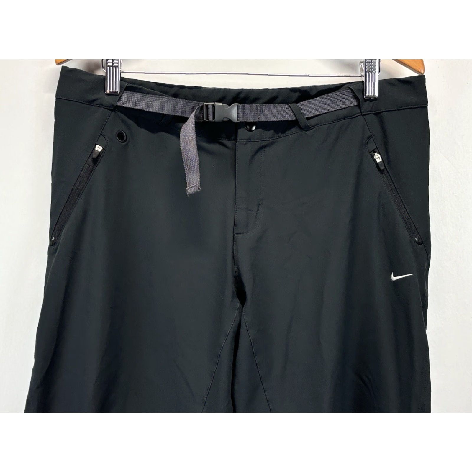Nike Nike Fitdry Belted Pants Sz Large 12 14 Women’s Black Zipper Pockets Ankles Y2K Size 36" / US 14 / IT 50 - 2 Thumbnail