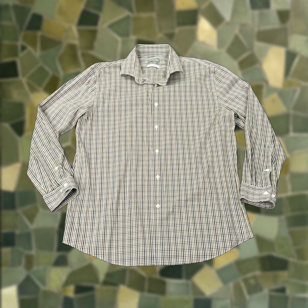 Michael Kors VINTAGE? No. Michael Kors Shirt Mens 17 32/33 Brown Check Dress Slim Fit Travel Stretch Shirt Mens XL Brown Check Dress Shirt Womens? Size 46R - 1 Thumbnail