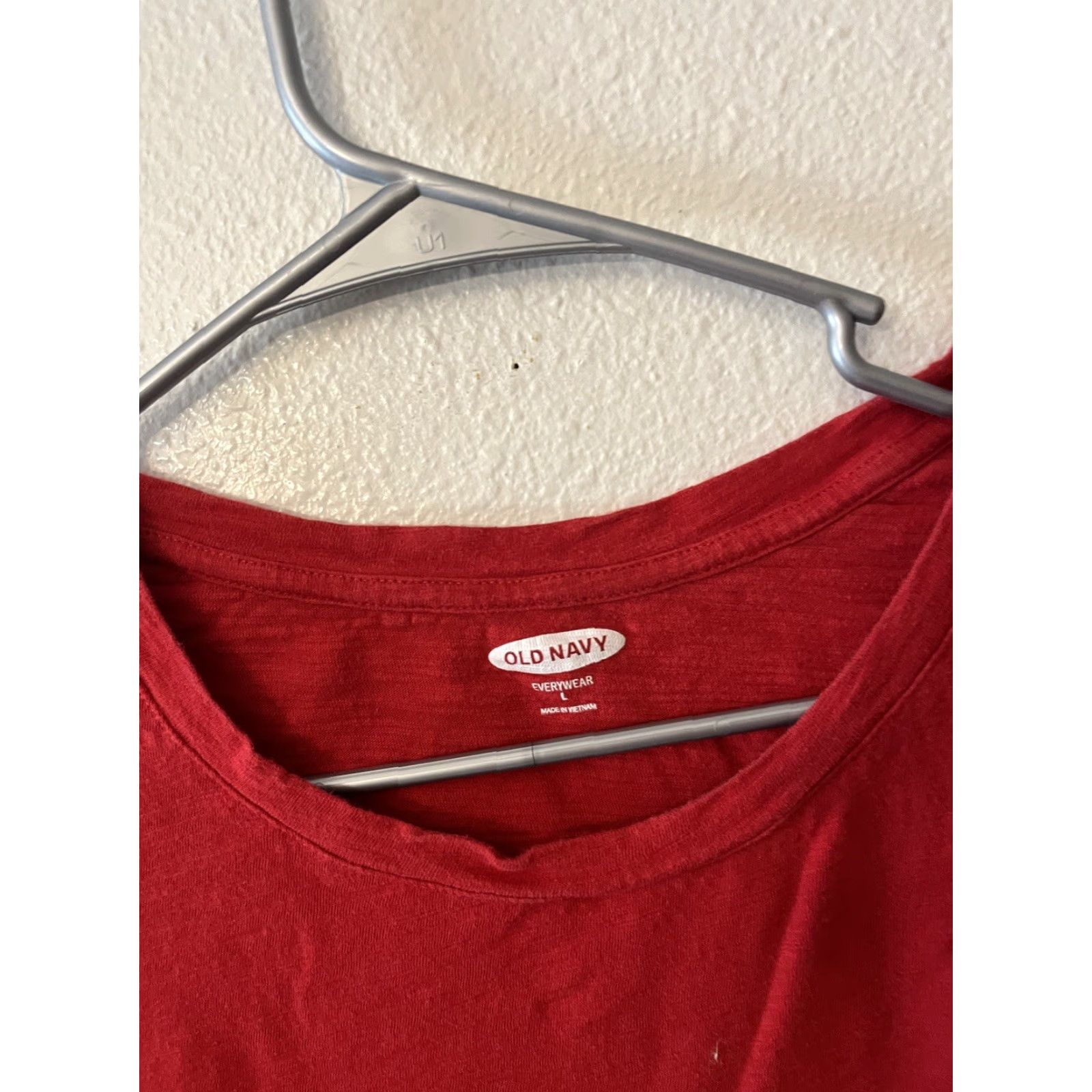 Old Navy Old Navy Womens Solid Red Cotton Round Neck Long Sleeve Large T-Shirt Size L / US 10 / IT 46 - 3 Thumbnail