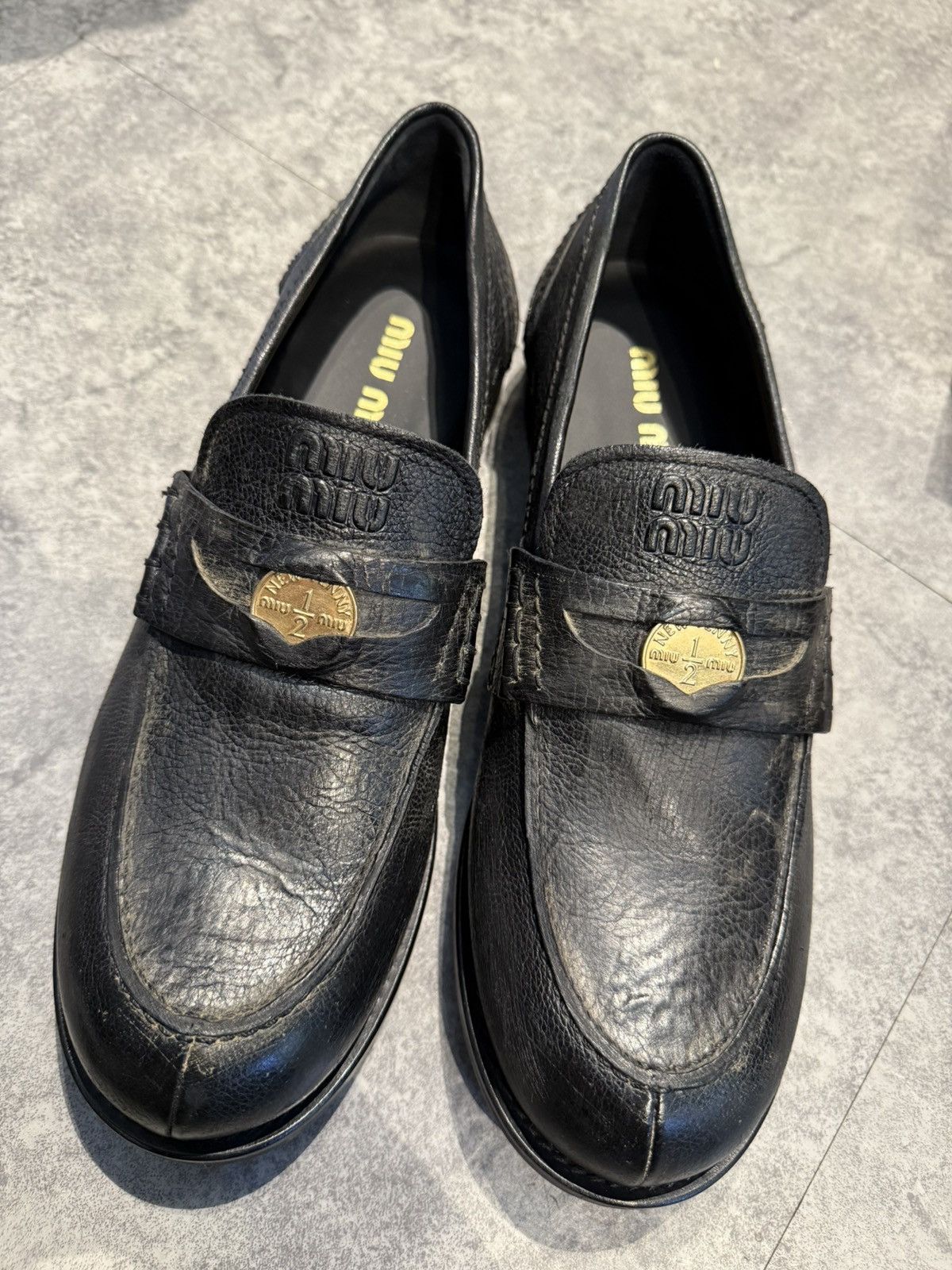 Miu Miu MIU MIU Embellished effect leather penny loafers Size US 12 / IT 42 - 9 Thumbnail