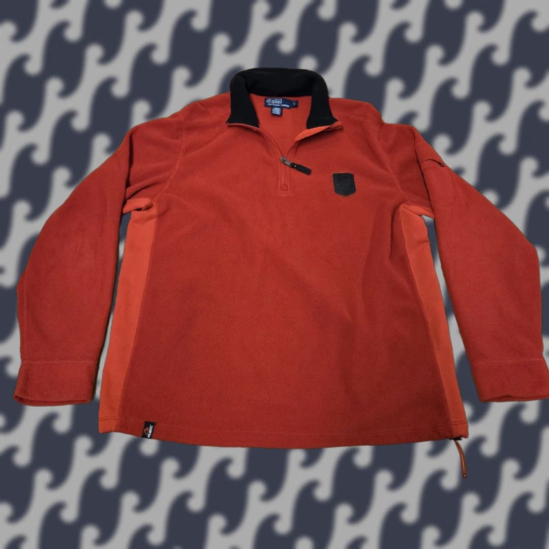 Ralph Lauren Ralph Lauren Fleece Pullover Mens Large Red Polartec Quarter Zip Hiking Outdoor Sweater Mock Neck Pockets 1/4 Zip Elastic Hem Classic Polo Size US L / EU 52-54 / 3 - 1 Thumbnail