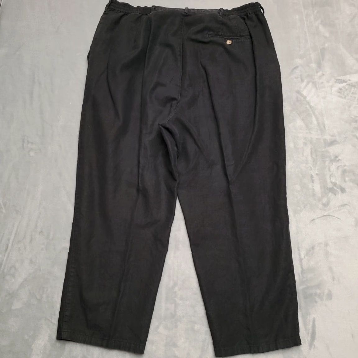 Vintage Elisabeth Pants Womens Black Linen Blend Chino Comfort Everyday Casual 20W Size 42" / US 20 - 4 Thumbnail