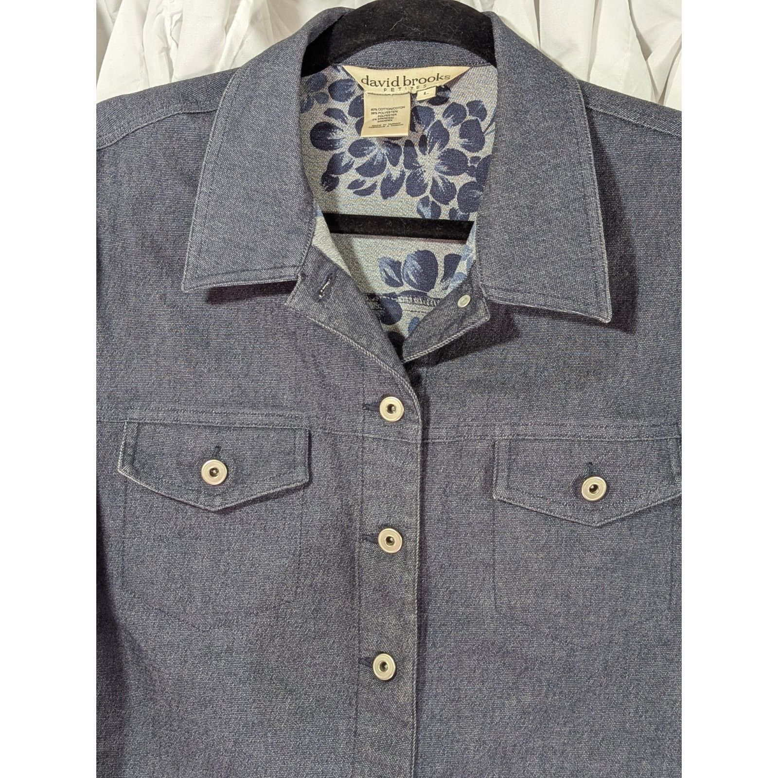 Other David Brooks Floral Lined Denim Jacket Petite L Size L / US 10 / IT 46 - 3 Thumbnail