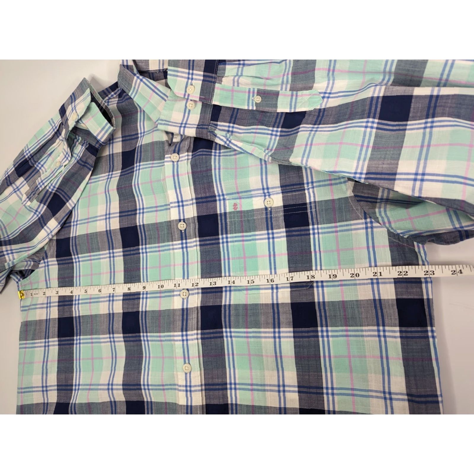 Izod IZOD Button-Up Shirt Mens M Long Sleeve Plaid Blue Pink Multicolor Classic Preppy Relaxed Casual Travel Cotton Size US M / EU 48-50 / 2 - 7 Thumbnail