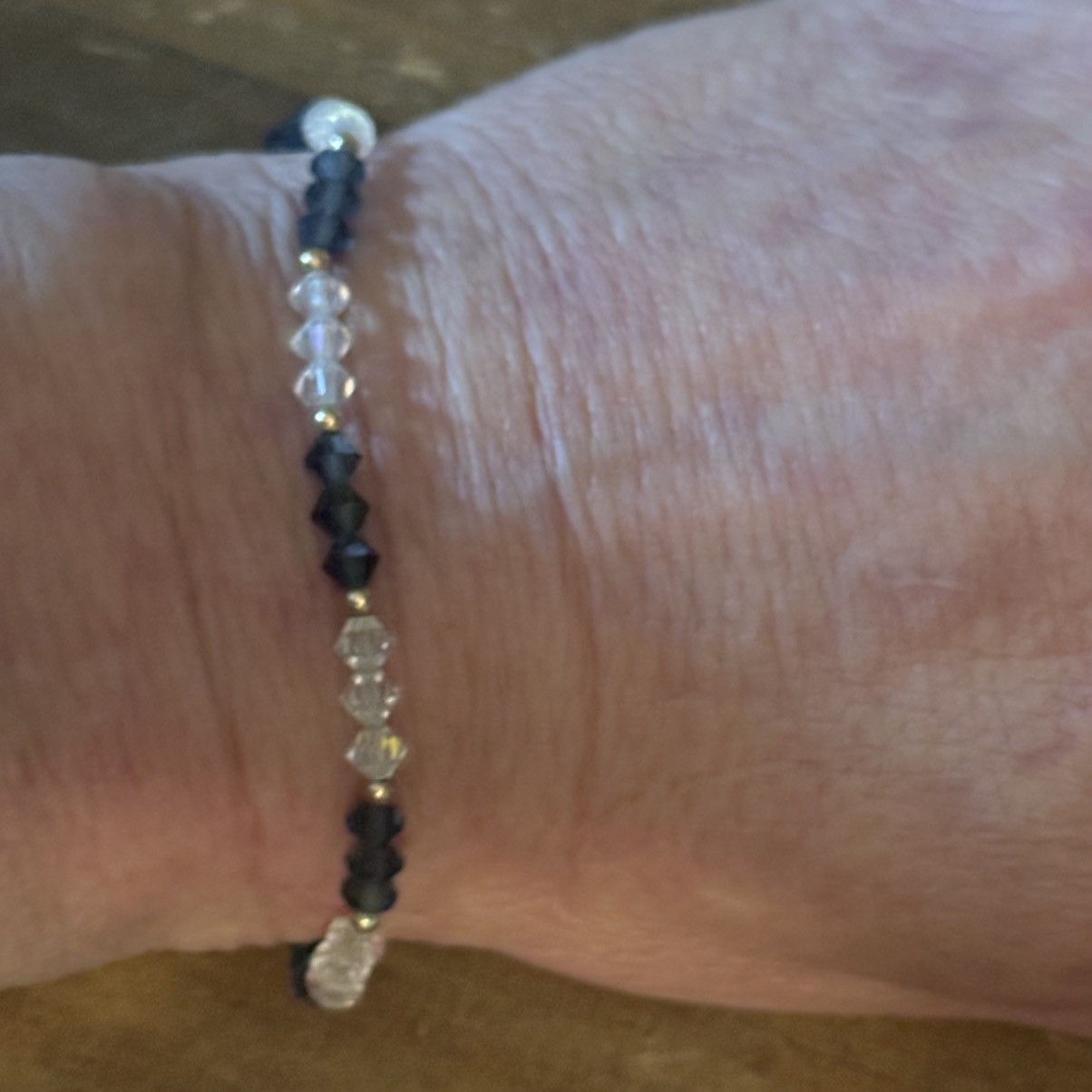 Vintage Vintage 1/20 14KGF AB and smokey crystal bead bracelet Size ONE SIZE - 4 Thumbnail