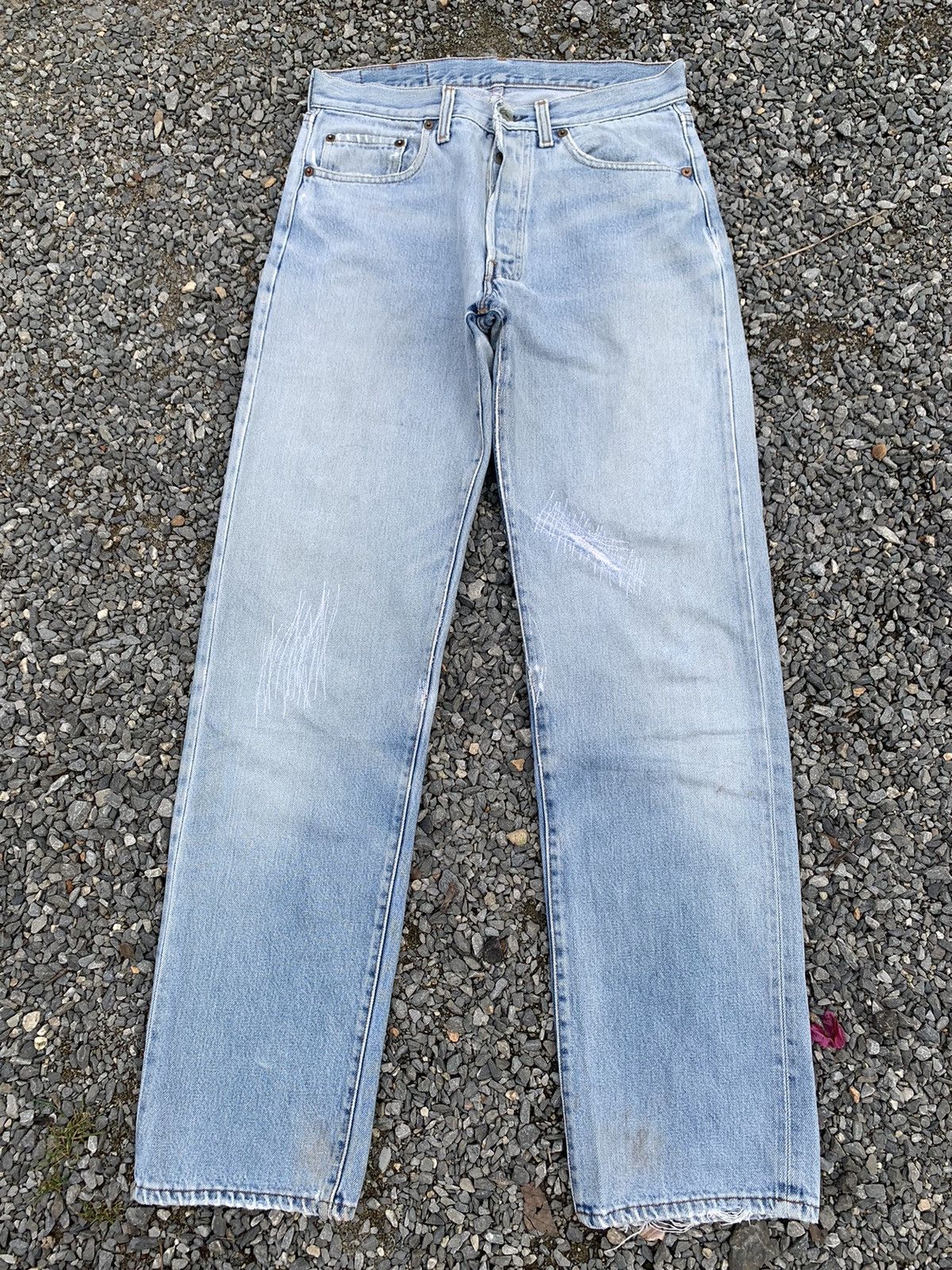 VINTAGE LEVIS 501 RINDEM 80’s USA FADED DISTRESSED DENIM