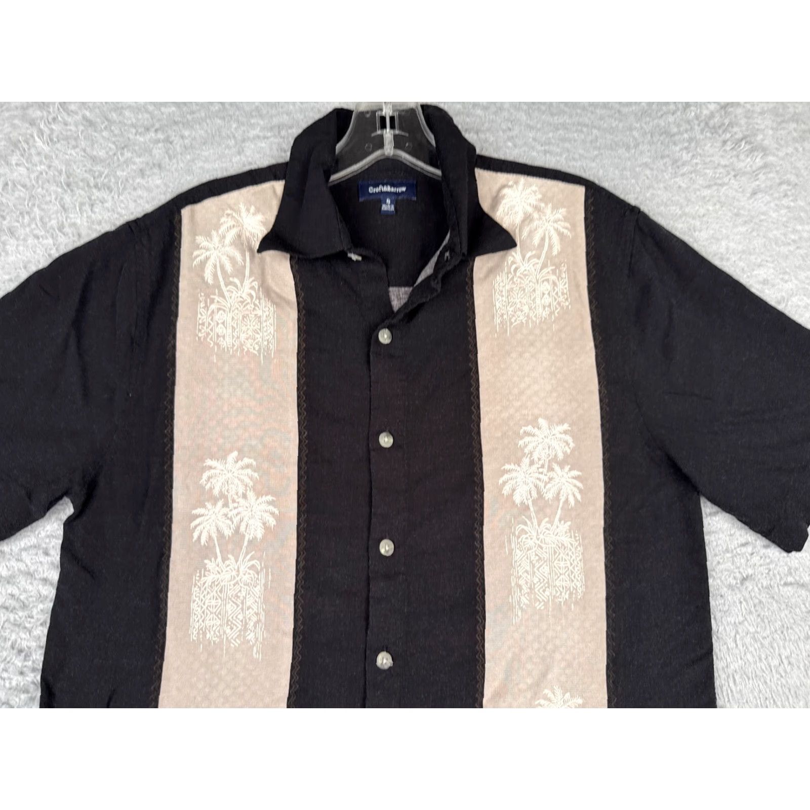 Croft & Barrow Croft & Barrow Shirt Men Small Black Beige Palm Tree Bowling Style 100% Rayon Size US S / EU 44-46 / 1 - 4 Thumbnail