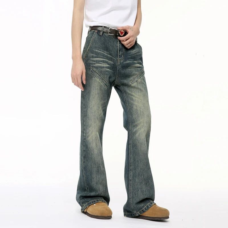 Seamless Pockets Vintage Worn-out Wash Jeans