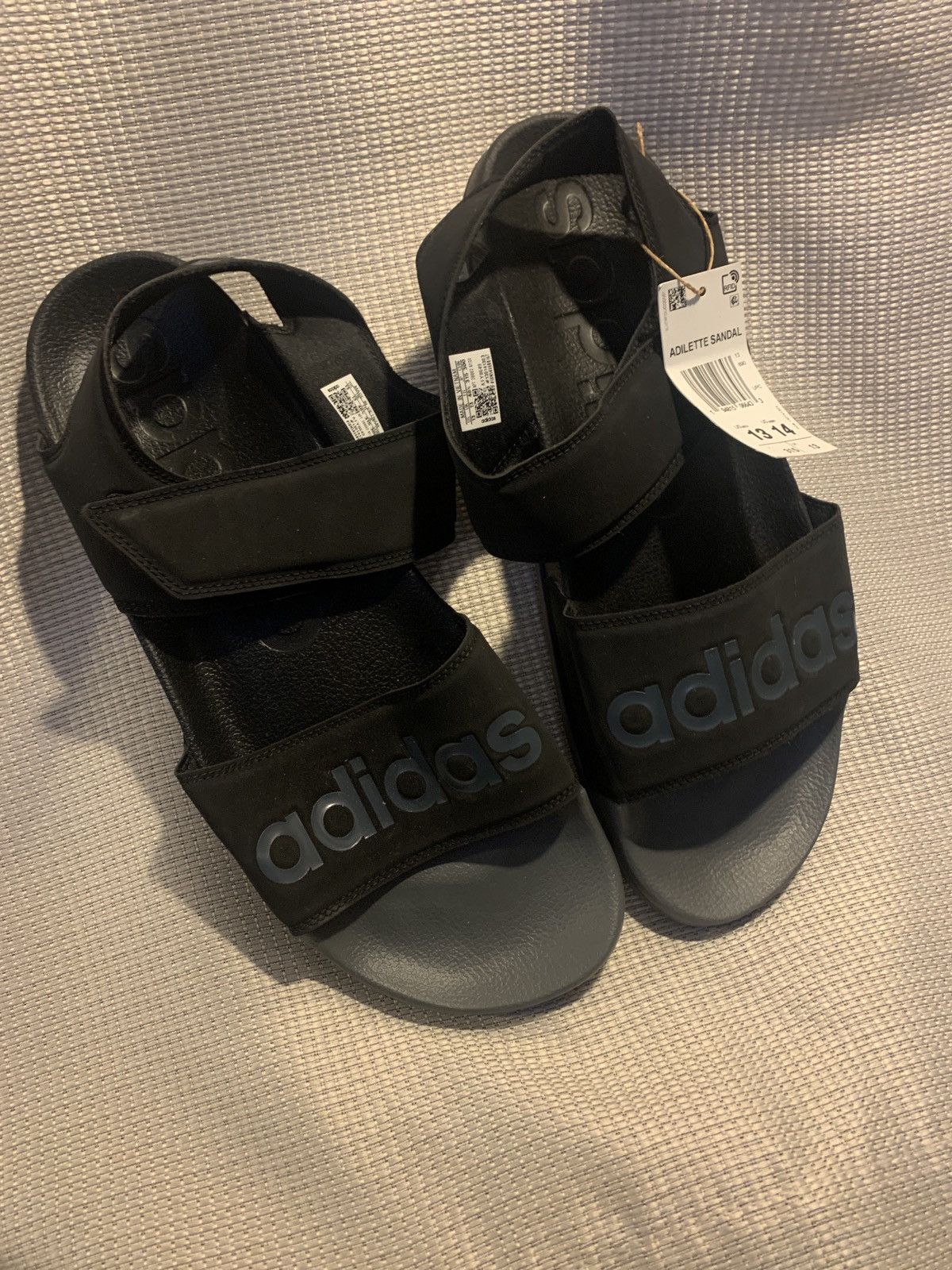 Adidas NEW Adidas Adilette black slides heel strap size 13M/W14 Size US 13 / EU 46 - 8 Thumbnail