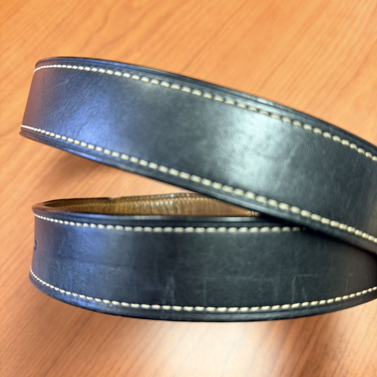 Coach Coach Black Leather Belt Contrast Stitch Silver Buckle 80cm Size 32 - 22 Thumbnail