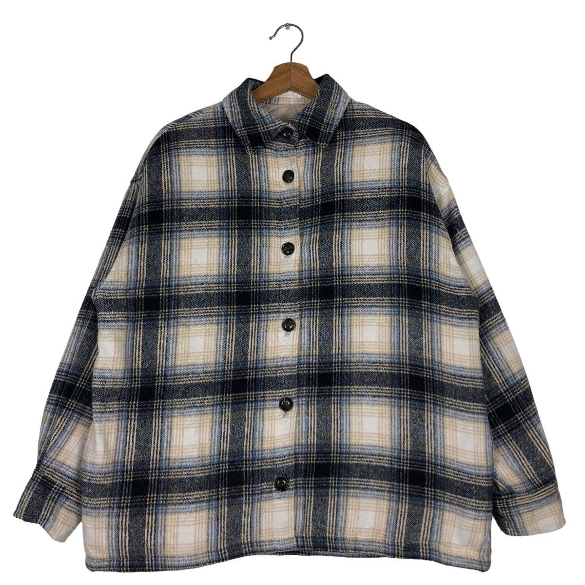 Vtg Wool Flannel Jacket Worker Lunacion Issey Miyake Tartan