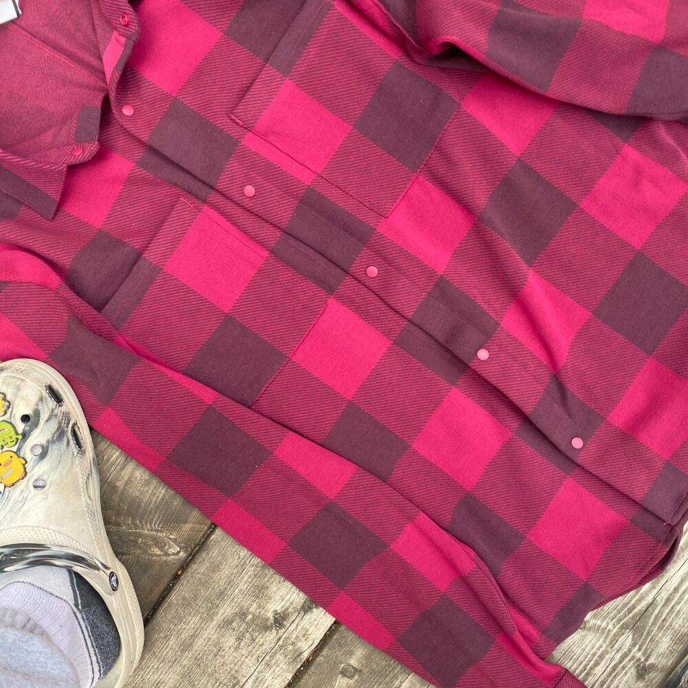 Lululemon Lululemon Soft Flannel Knit Overshirt Red/Purple Large Size US L / EU 52-54 / 3 - 4 Thumbnail