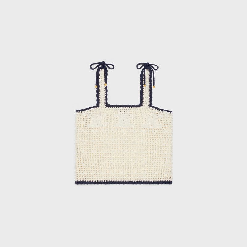 Celine os11x0526 Triomphe Crop Top in Off-White Size S / US 4 / IT 40 - 1 Thumbnail