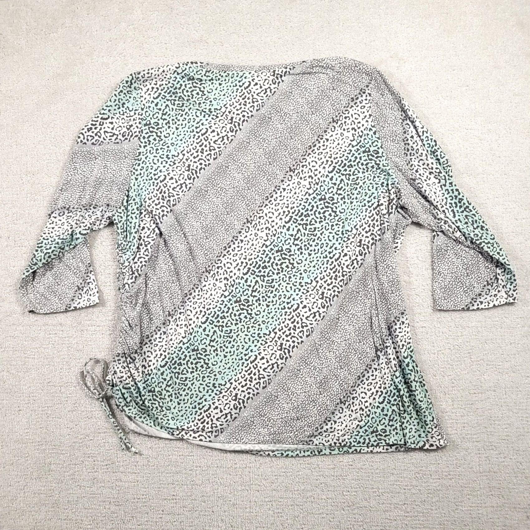 Vintage Ruby Rd Shirt Women's 3X Animal Print 3/4 Sleeve Stretch Rhinstones Size XXL / US 16-18 / IT 52-54 - 6 Thumbnail
