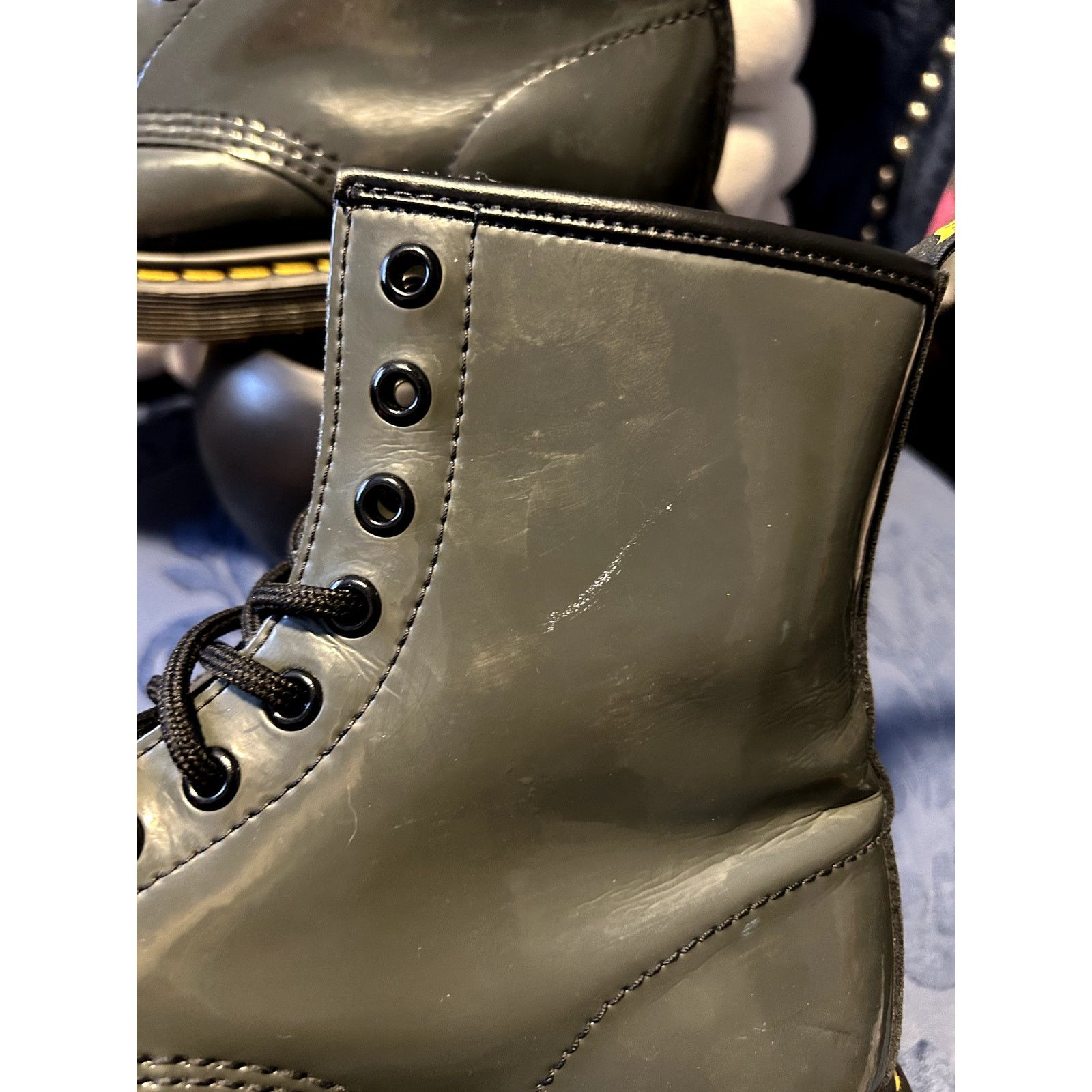 Dr. Martens Dr Martens Green Grey Patent Leather Boots Size 7/EU 38 Size US 7 / IT 37 - 3 Thumbnail