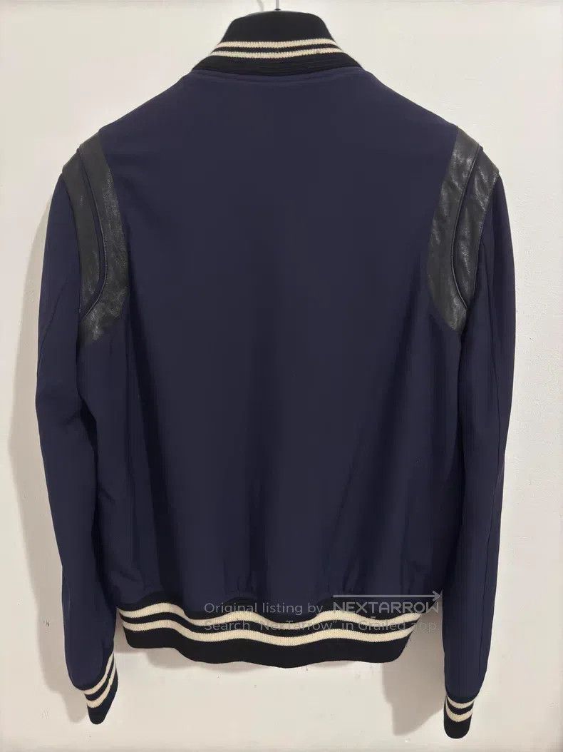 Saint Laurent Paris Saint Laurent Paris Navy Wool and Leather Baseball Jacket Size US M / EU 48-50 / 2 - 2 Thumbnail