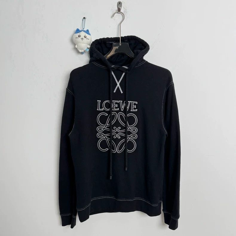 LOEWE Black embroidered logo hoodie