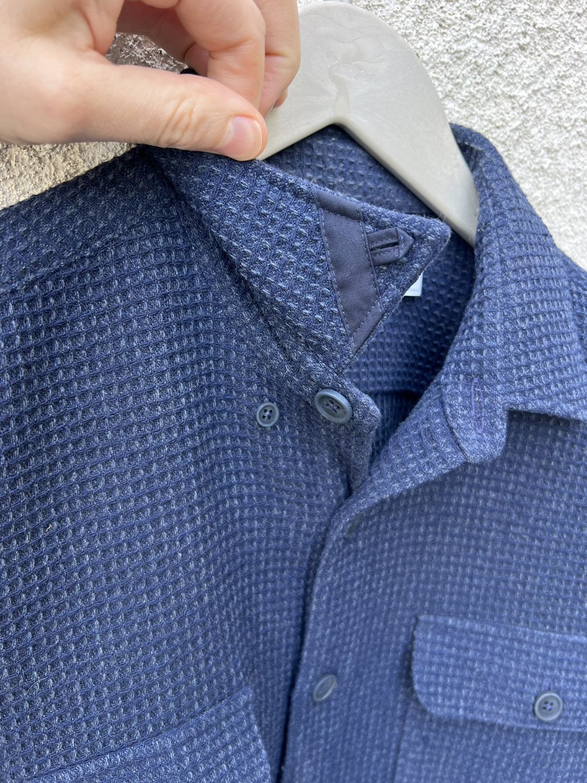 Schnaydermans Schnaydermans Navy Wool Waffle Boxy Shirt Jacket Size US M / EU 48-50 / 2 - 4 Thumbnail