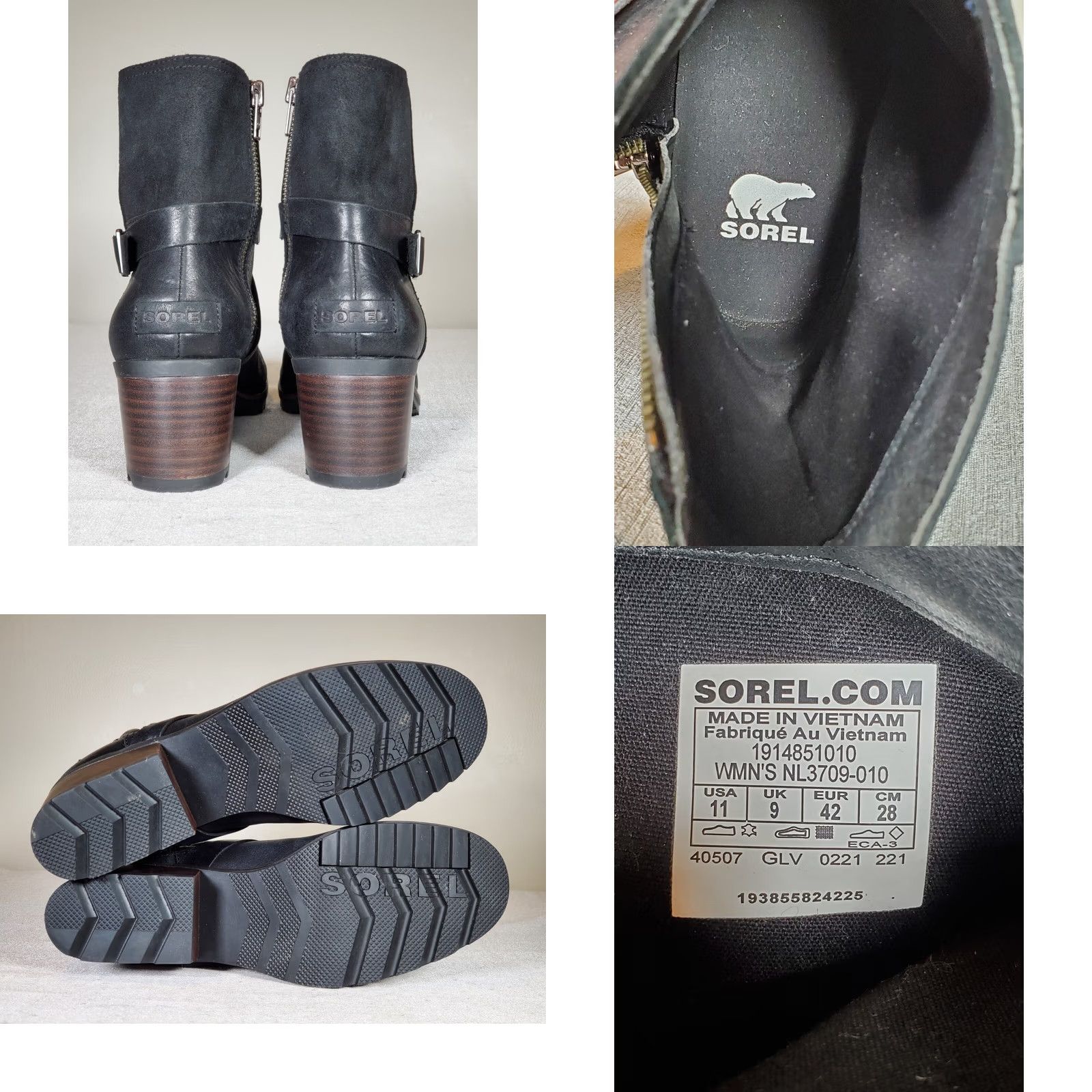 SOREL SOREL Cate Buckle Bootie NL3709-010 Black Leather Zip Rain Boot Women's US 11 Size US 11 / IT 41 - 8 Thumbnail