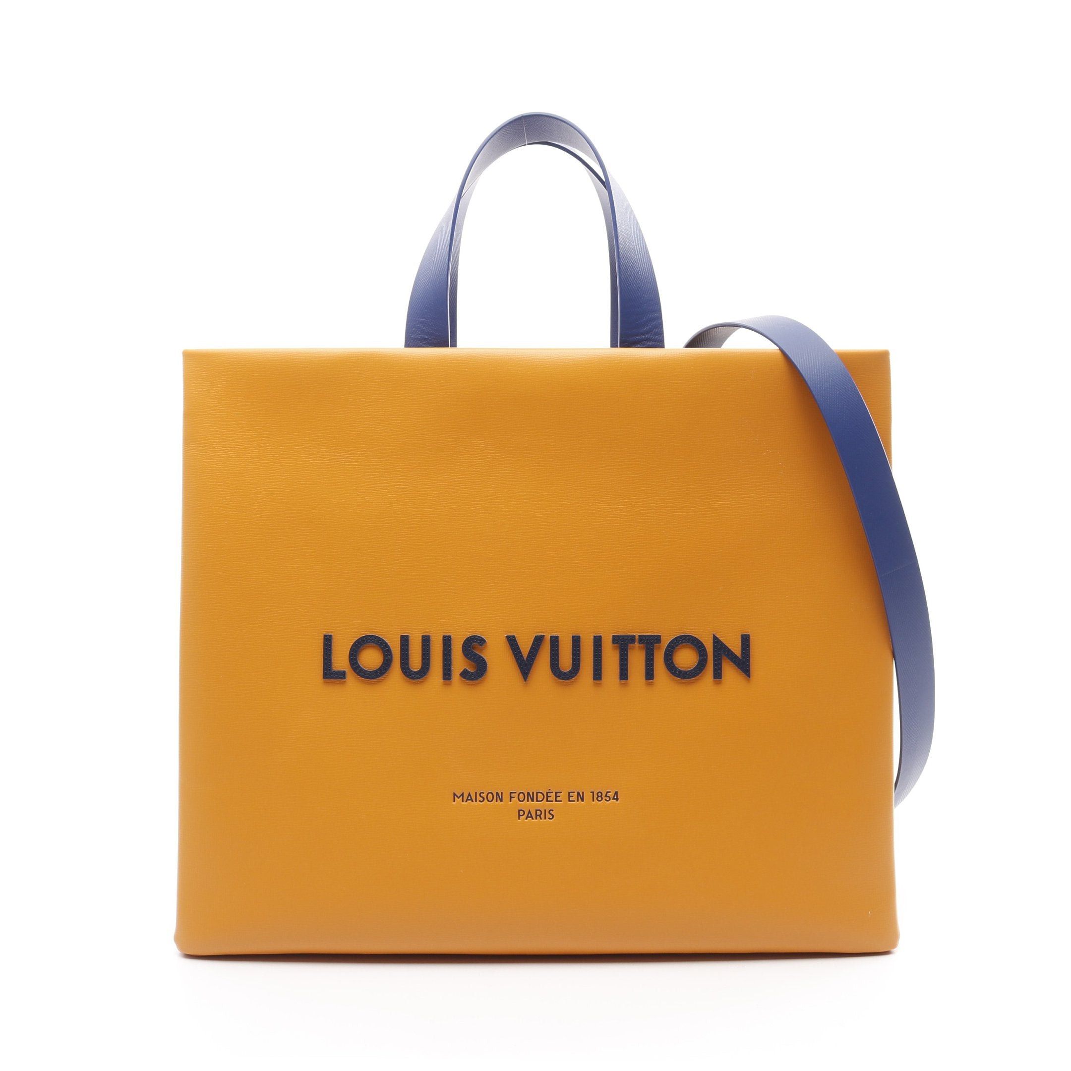 Louis Vuitton Shopper Tote Mm Saffron Handbag Bag Leather Orange