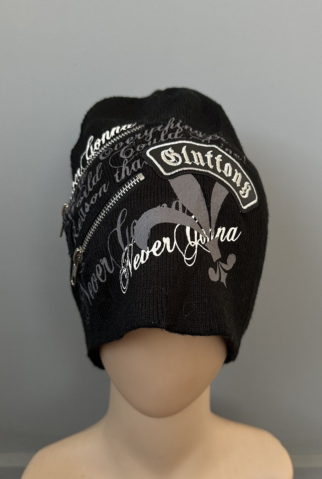 Seditionaries Gothic Bondage Zipper Never Gonna Print Patch Beanie Size ONE SIZE - 3 Thumbnail
