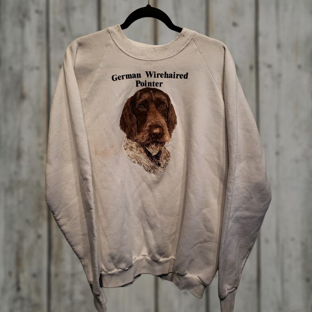 Fruit Of The Loom Vtg German Wirehair Pointer Puppy Dog Raglan Crewneck Sweatshirt Mens XXL Teal Crew Neck Pullover Dog Print Vintage Modern Shirt Featured 90s Size US XXL / EU 58 / 5 - 1 Thumbnail