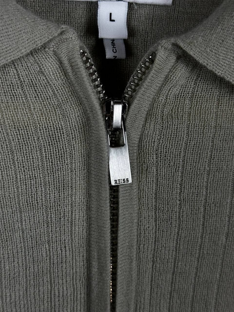 Reiss Reiss Kelly Tan Cashmere Textured Polo Zip Shirt Size L / US 10 / IT 46 - 7 Thumbnail