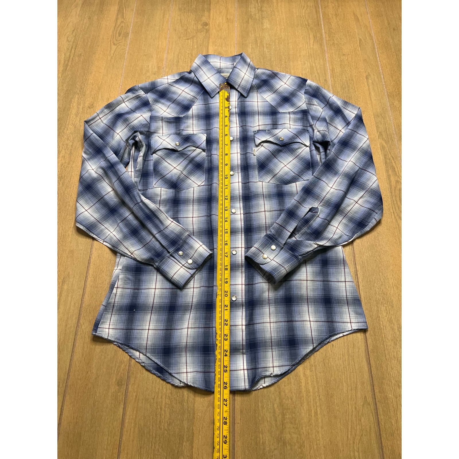 Levi's Vintage Levi’s Western Plaid Pearl Snap Shirt Blue Mens S Size US S / EU 44-46 / 1 - 6 Thumbnail