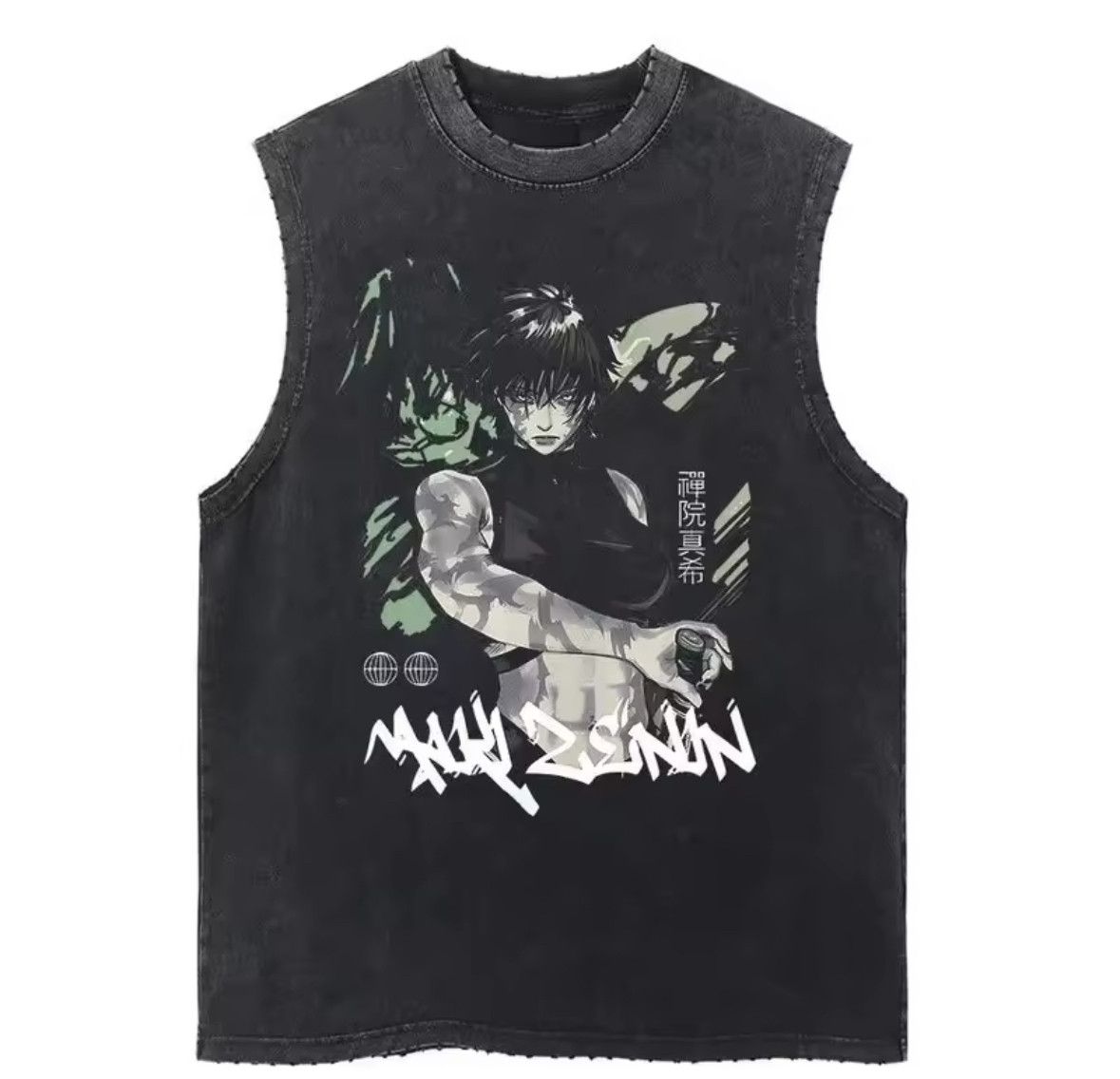Japanese Brand Y2K Anime Jujutsu Kaisen Maki Gym Vest Washed Tank Top Size US L / EU 52-54 / 3 - 1 Thumbnail
