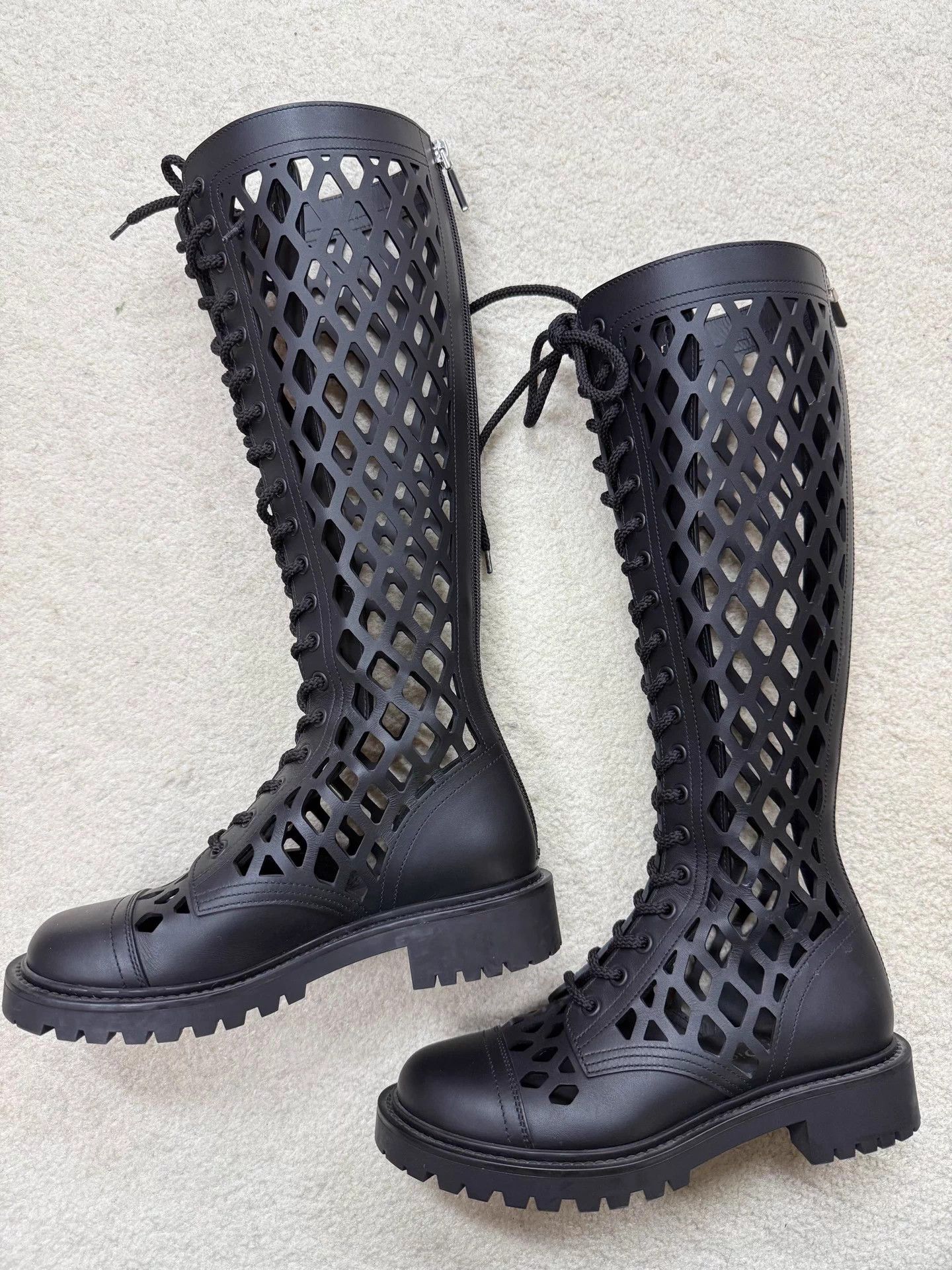 Dior Dior Black Mesh Cutout Boots 35 New Size US 4 / IT 34 - 1 Thumbnail