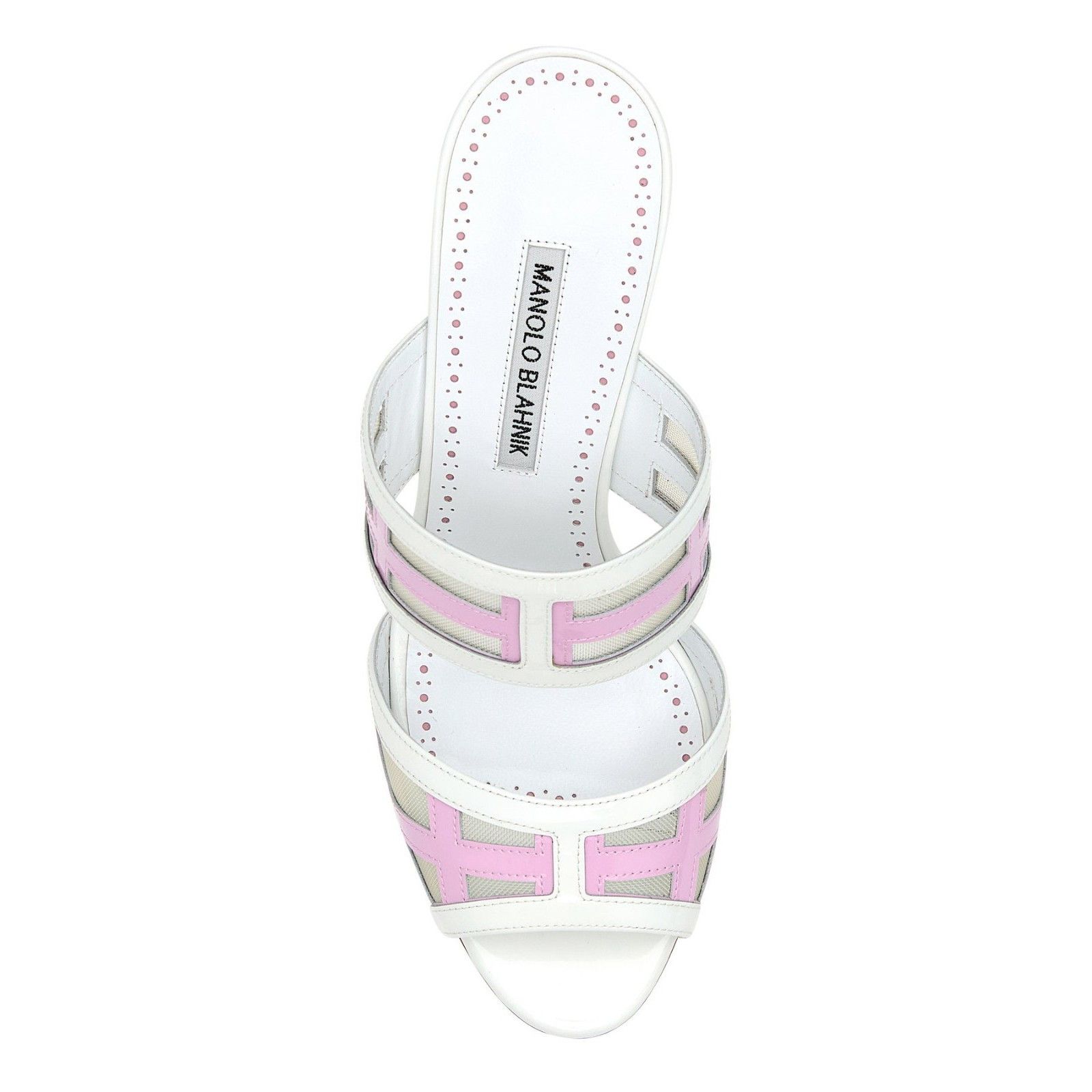 MANOLO BLAHNIK Avespamu Two Tone White Pink Leather 90mm Hee