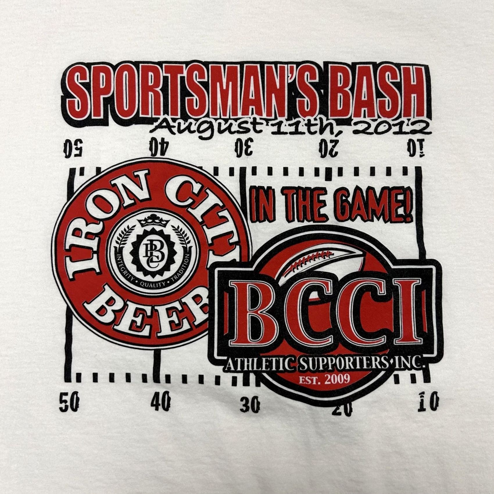 Fruit Of The Loom Sportsman's Bash Iron City Beer BCCI Shirt Mens XL White Football Tee T-Shirt Size US XL / EU 56 / 4 - 2 Thumbnail